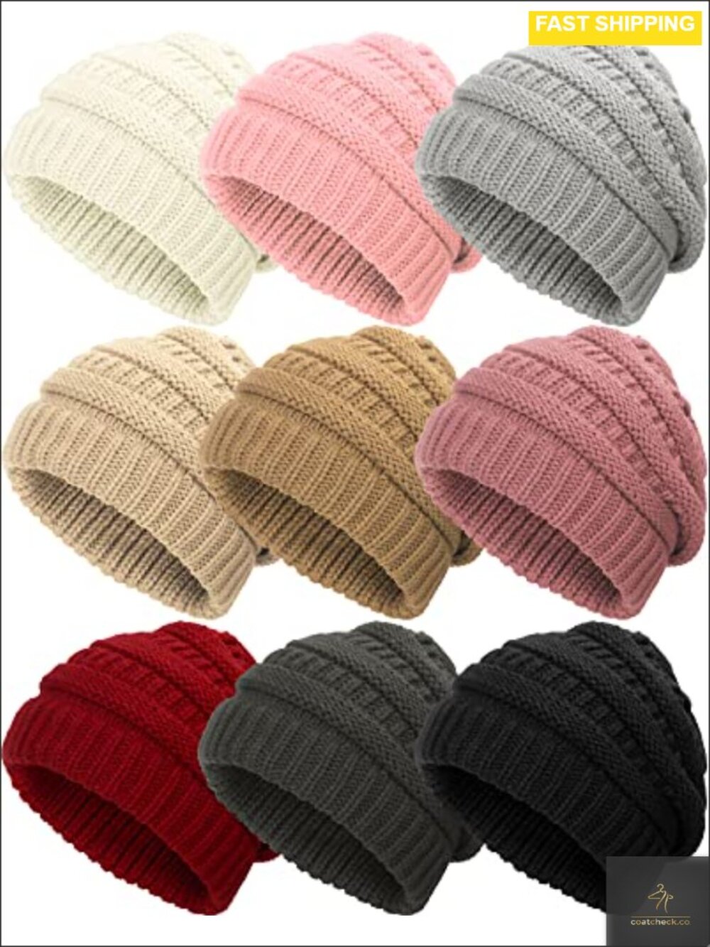 9 Pcs Slouchy Beanies Acrylic Knit Winter Hats for Women